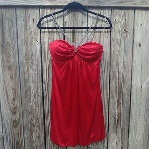 Bright Red Vintage Style Mini Dress, Bling Straps